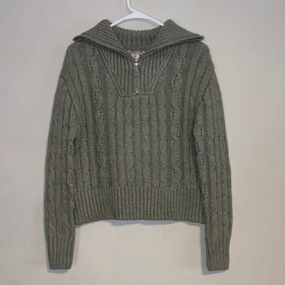 Women’s Sincerely Jules Cable Knit Olive Cowl Neck Sweater Sz. Small